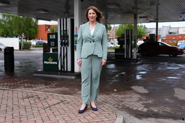 Chancellor Rachel Reeves during a visit to a petrol station in Leeds