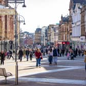 A bustling Briggate in Leeds City Centre. 
