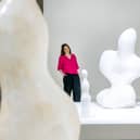 Naomi Rees from the Leeds Art Gallery with the exhibition Arp: The Plasters, a number of plaster sculptures by French-German sculptor, painter and poet  Jean Arp.