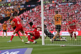 WINNER: Struck by Oliver McBurnie for Hull City who now join Leeds United in next season's Premier League.