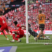 WINNER: Struck by Oliver McBurnie for Hull City who now join Leeds United in next season's Premier League.