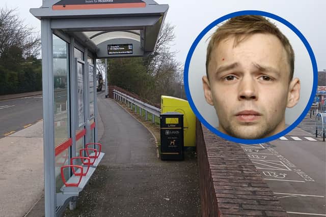 Childe (inset) attacked the man at a bus stop in Garforth.