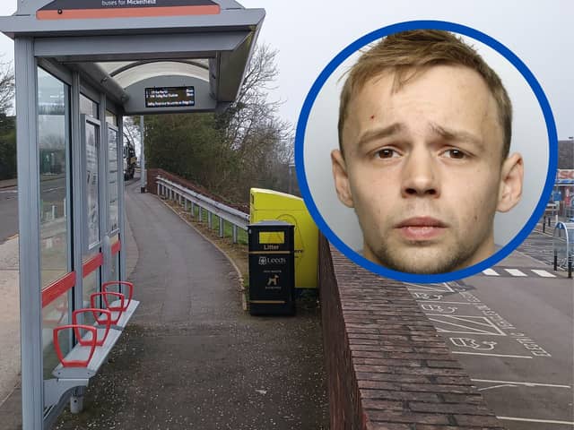 Childe (inset) attacked the man at a bus stop in Garforth.