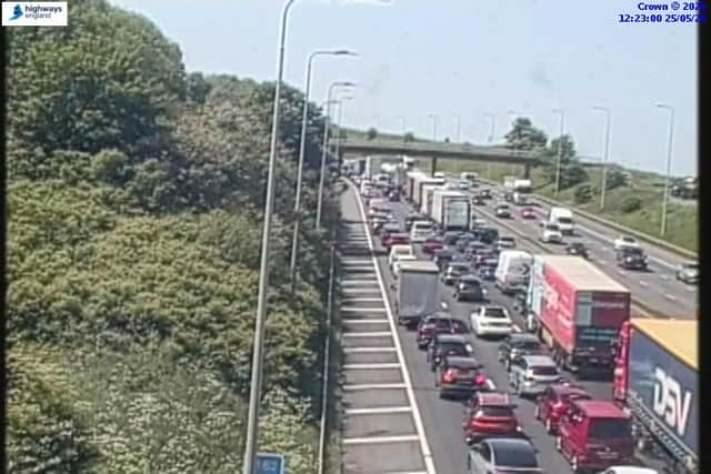 Traffic built up on the westbound carraiageway.