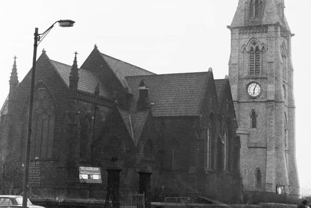 St Mary's Church, Hunslet, Leeds, pictured in February 1974, ahead of its demolition, with the clock tower to remain and become part of a new parish church