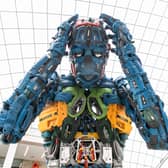 Anguish, a 2.4 metre sculpture constructed from reclaimed tools by artist Ptolomy Erlington in partnership with Wickes, at Leeds Trinity Shopping Centre, highlighting the emotional and financial impact of tool theft.