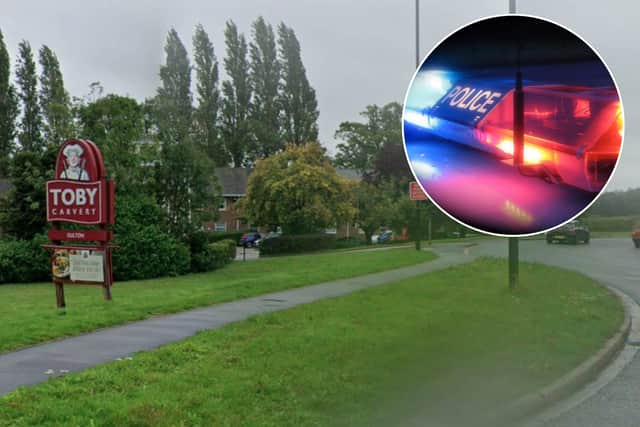 The car crashed after being mounted in the roundabout near Toby Carvery in Oulton.