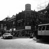  Briggate showing the junction with Commercial Street in June 1975.
