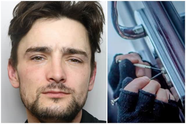 Giles (pictured) who has a long criminal record for burglaries was jailed this week.