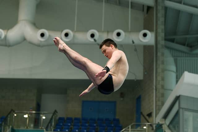 Leeds diver and double Junior Nationals gold medallist Felix Wheeler training at the City Of Leeds Diving Club, John Charles Centre for Sport, Aquatic Centre.
13th  April 2026.
Picture Jonathan Gawthorpe