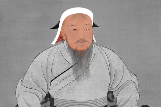 A copy of the original Chinggis Khaan’, painting on silk.
