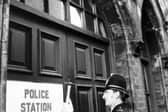 January 1976 and a sign is nailed to the door of the old Millgarth Police Station after the building finally closed.