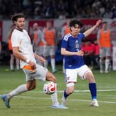 BIG ROLE: Played by Leeds United midfielder Ao Tanaka, right, for Japan in a 1-0 win against Iceland.