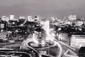 Leeds city centre at night in October 1996.