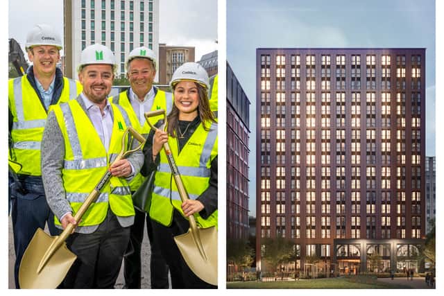 Caddick Construction has held a groundbreaking ceremony to mark the start of the development of the new room2 'hometel' on Lisbon Street in Leeds.