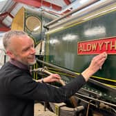 Chris Sharp, keeper at Leeds Industrial Museum, polishes Aldwyth.