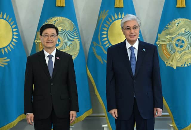 Hong Kong SAR's Chief Executive John Lee  meets with the President of Kazakhstan Kassym-Jomart Tokayev to exchange views on deepening bilateral relations