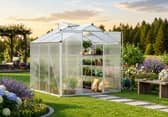 The walk-in greenhouse provides a dedicated space for growing plants while helping protect them from changing weather conditions