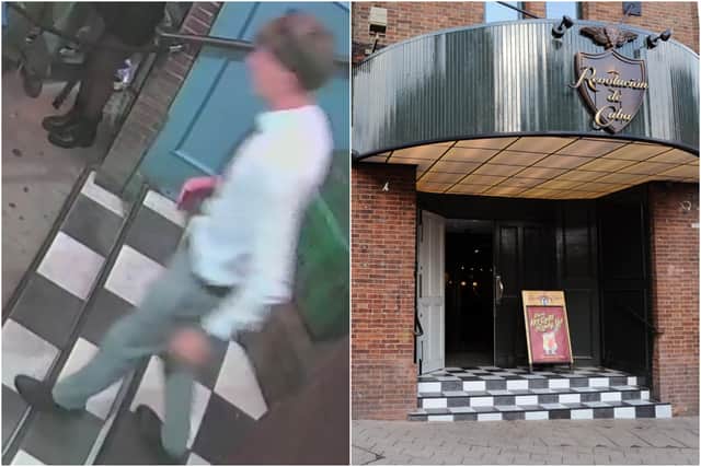 Police are hunting a man wanted over an alleged assault in Leeds city centre.