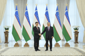 Hong Kong SAR's chief executive John Lee meets with the President of Uzbekistan, Shavkat Miromonovich Mirziyoyev