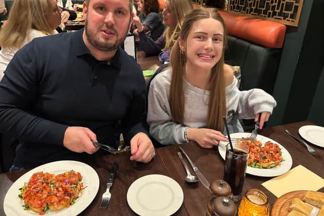 Isla and her dad, Sean, who described the at-home service as 'crucial'.