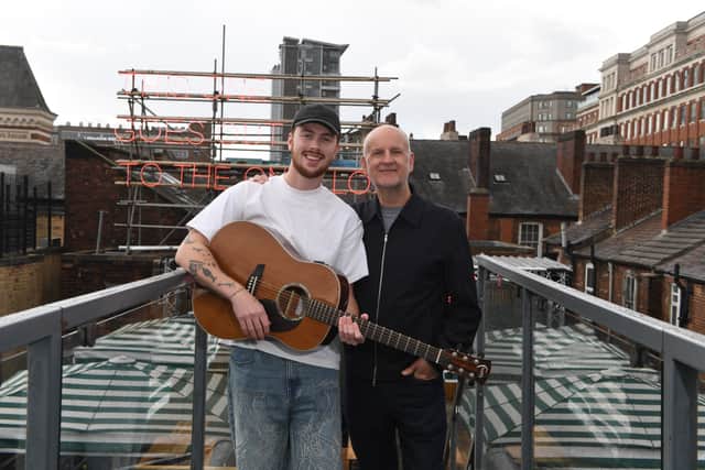 Jim King (right), alongside Roundhay Festival 2026 performer, Kerr Mercer, at Headrow House on June 9.