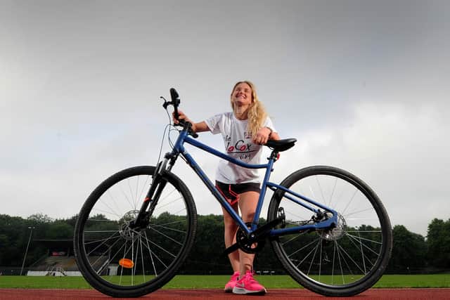 Kim Leadbeater pictured during the Jo Cox Way Bike ride at Princess Mary Stadium, in Cleckheaton.