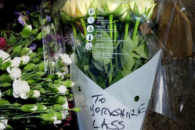 Flowers For Jo Cox, at Birstall Market Place.