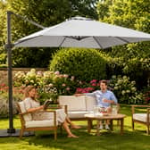 This rotating cantilever parasol promises flexible shade and a contemporary finish, with Wowcher knocking more than £160 off the price
