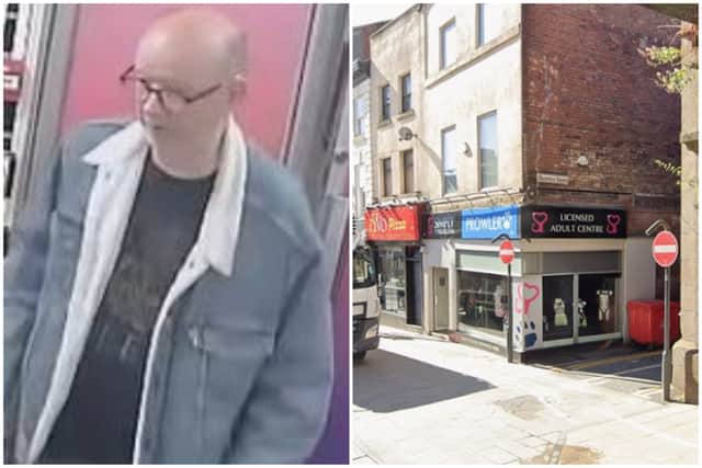 Police have released a CCTV image of a man they want to speak to following a report of sexual assault at Simply Pleasure Adult Store in Leeds