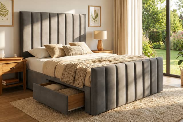 The Rio Divan Bed bundle includes a memory foam mattress, matching headboard and optional storage drawers