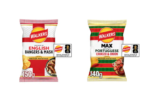 Walkers English Bangers & Mash and Portuguese Chorizo & Onion