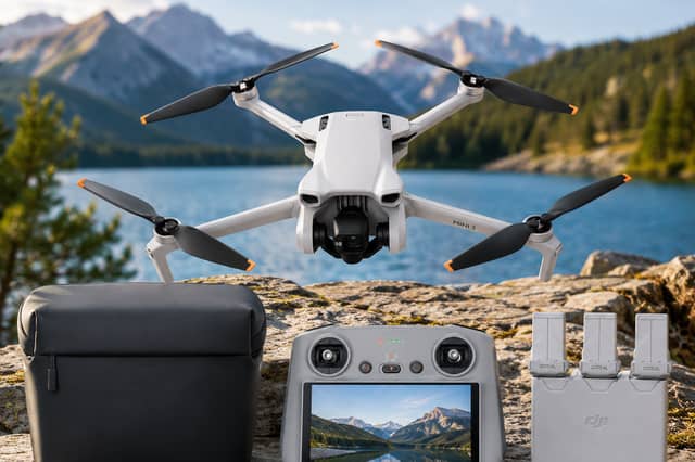 The DJI Mini 3 Fly More Combo includes the lightweight 4K drone, DJI RC controller and three batteries for extended flying sessions