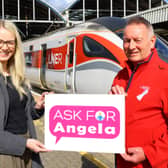 LNER Customer Nicola and LNER Safety and Safeguarding Manager Jim Rawcliffe.