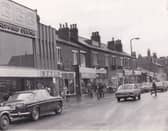 Shops on Austhorpe Road in January 1973.