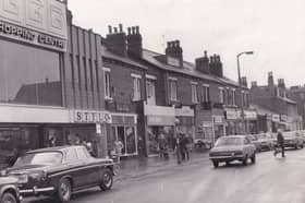 Shops on Austhorpe Road in January 1973.