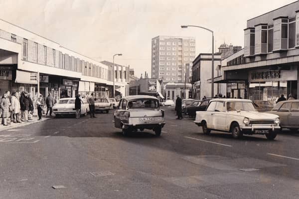 A busy Town Street pictured in February 1973.