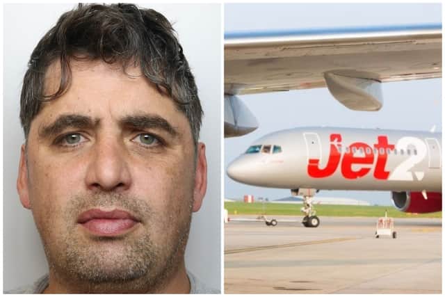 Cooper (pictured) was jailed for affray and being drunk on the Jet2 flight to Crete.