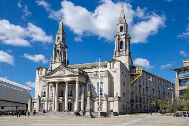 Leeds Civic Hall and Millennium Square stock picture. 
Photograph by Tony Johnson.  21st April 2026