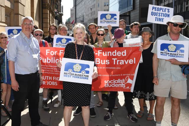 Mayor Tracy Brabin and Leeds City Council leader Councillor James Lewis met with around 40 protestors outside WYCA’s offices.