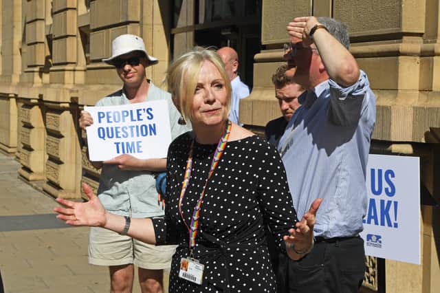 Better Buses West Yorkshire staged a ‘People’s Question Time’ protest outside the West Yorkshire Combined Authority’s (WYCA) offices this morning.