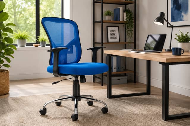 The Tate office chair combines a breathable mesh back with a padded waterfall seat and adjustable reclining mechanism