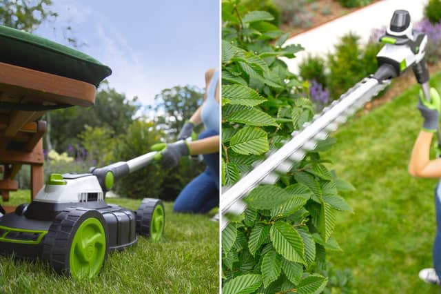 Gtech’s discounted garden bundle combines the long-reach HT50 hedge trimmer with the compact SLM50 cordless lawnmower