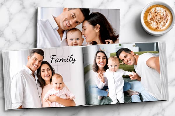 Printerpix hardback photobooks can be personalised with photographs, text, layouts and a custom cover