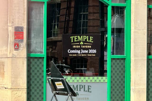 Signage shows the pub was meant to open this month.