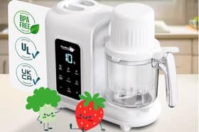 The BooBoo Baby PuréePro steams, blends, warms bottles and sterilises feeding accessories in one compact appliance