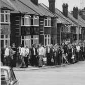 A big queue in Headingley, Leeds, for the Cricket World Cup match between England and Australia on June 18, 1975