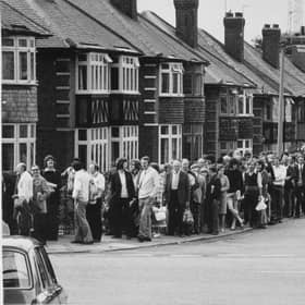 A big queue in Headingley, Leeds, for the Cricket World Cup match between England and Australia on June 18, 1975