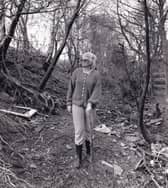 June Norcliffe walks on the neglected Roman road in March 1989.