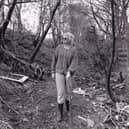 June Norcliffe walks on the neglected Roman road in March 1989.